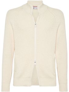 Brunello Cucinelli cardigan en coton à fermeture zippée - Tons neutres