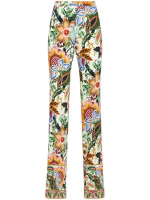 ETRO pantalon droit à fleurs - Blanc