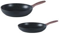 Sambonet Koekenpannenset Rock &apos;n&apos; Rose - Zwart - ø 24 & 28 cm - standaard anti-aanbaklaag