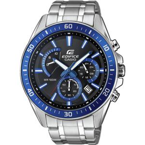 Casio EFR-552D-1A2VUEF Horloge Chronograaf (l x b x h) 53 x 47 x 12.3 mm Zilver-blauw Materiaal (behuizing): RVS Materiaal (armband): RVS