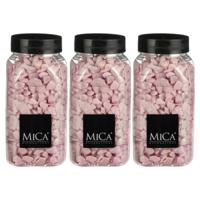 Mica Decorations decoratie steentjes - 3x - roze - 650ml - hobby steentjes