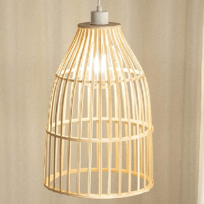 Hanglamp gevlochten rotan &apos;Zuni&apos; e27 fitting bruin wit hanglamp 30 cm