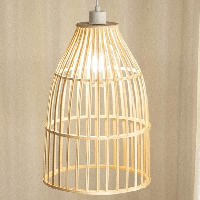 Hanglamp gevlochten rotan &apos;Zuni&apos; e27 fitting bruin wit hanglamp 30 cm
