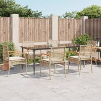 7-delige Tuinset met kussens poly rattan beige