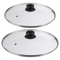 Universele pannendeksels - set van 2x stuks - glas - dia 24 en 29,5 cm