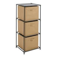 Kastmandjes/opberg mandjes - beige - 3x stuks van 29 Liter - In rekje van 34 x 98 cm