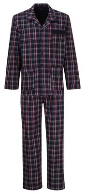 Gotzburg Doorknoop pyjama geweven blauw ruit