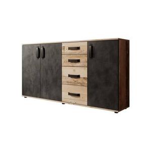 Meubella Dressoir Montreal - Grijs - Old wood - 160 cm