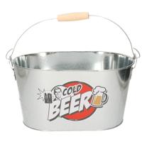 Koelemmer Cold Beer - 26 x 13 cm - metaal - met 2 openers - IJsemmers - Champagnekoelers