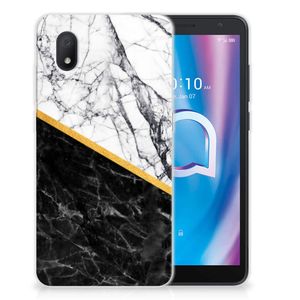 Alcatel 1B (2020) TPU Siliconen Hoesje Marmer Wit Zwart - Origineel Cadeau Man