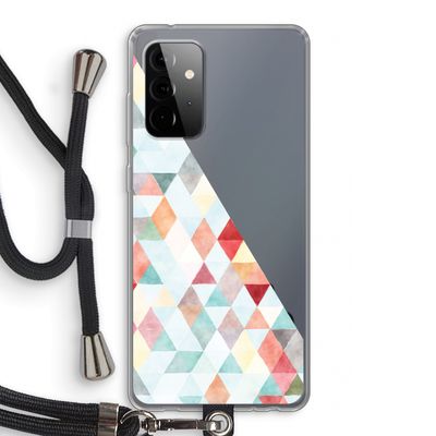 Gekleurde driehoekjes pastel: Samsung Galaxy A72 5G Transparant Hoesje met koord