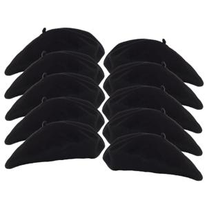 Smiffys carnaval verkleed Franse baret - 10x - zwart - polyester - dames en heren