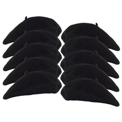 Smiffys carnaval verkleed Franse baret - 10x - zwart - polyester - dames en heren