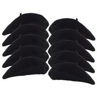 Smiffys carnaval verkleed Franse baret - 10x - zwart - polyester - dames en heren