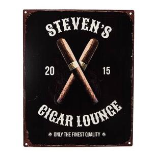 Clayre & Eef Tekstbord 20x25 cm Zwart Ijzer Sigaren Steven&apos;s cigar