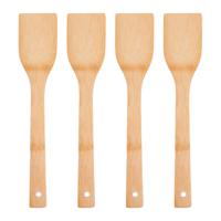 Kook/keuken gerei - 4x - keuken lepel - bruin - bamboe hout - 34 cm