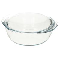 Pyrex ronde glazen ovenschaal met deksel - 3 liter - 27 x 23 x 11 cm - Ovenschotel schalen - thumbnail