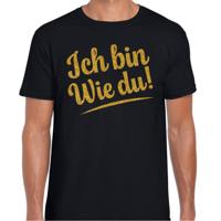 Verkleed T-shirt heren - Ich bin wie du! - zwart - glitter goud - foute party