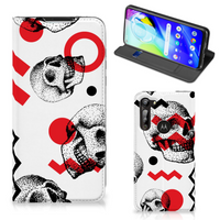 Mobiel BookCase Motorola Moto G8 Power Skull Red - thumbnail