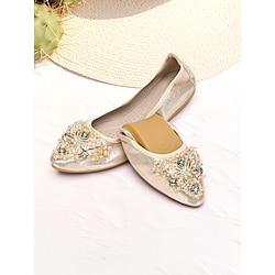 Opvouwbare gouden glitterflats voor dames met kristallen versieringen - comfortabele instapschoenen voor casual en speciale gelegenheden Lightinthebox