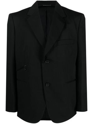 Yohji Yamamoto blazer en laine à simple boutonnage - Noir