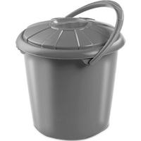 Hega Hoger Vuilnisbak - grijs - afvalbak met deksel - 14 liter