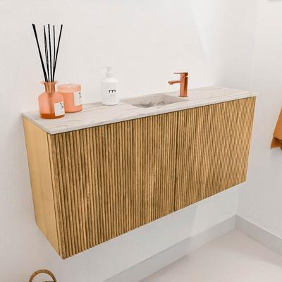 Toiletmeubel Mondiaz Joya Dlux | 90 cm | Meubelkleur Oak | Faye wastafel Nata Wasbak Midden | 1 kraangat