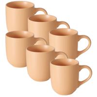 Koffiemokken Paris - 8x stuks - Keramiek - pastel oranje - 300 ml - 8 x 10 cm Koffiemokken Paris - 8x stuks - Keramiek - pastel oranje - 300 ml - 8 x 10 cm