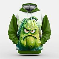 Pompoen Grappig Voor heren Modieus 3D-afdrukken Trui met capuchon Hoodies Groen Strakke ronde hals Herfst Winter Ontwerper Sweatshirt met capuchon Lightinthebox