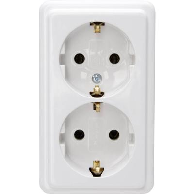Kopp 102502002 Wandcontactdoos met randaarde 2-voudig Standaard (opbouw) Arctisch-wit 1 stuk(s)