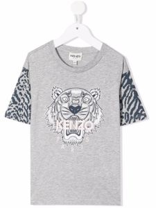 Kenzo Kids t-shirt à imprimé tête de tigre signature - Gris