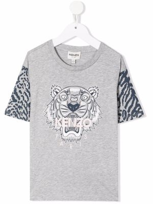 Kenzo Kids t-shirt à imprimé tête de tigre signature - Gris