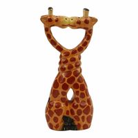 Kussende Houten Giraffes M - thumbnail