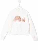 Palm Angels Kids sweat en coton à imprimé Bear - Blanc