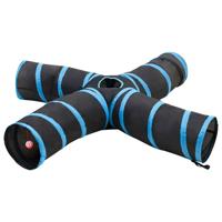 Kattentunnel 4-voudig 25 cm polyester zwart en blauw Kattentunnel 4-voudig 25 cm polyester zwart en blauw