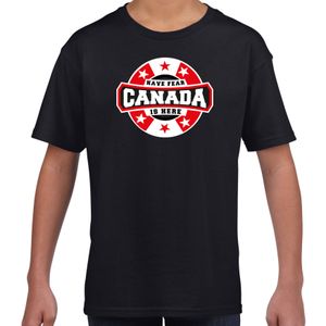 Have fear Canada is here / Canada supporter t-shirt zwart voor kids