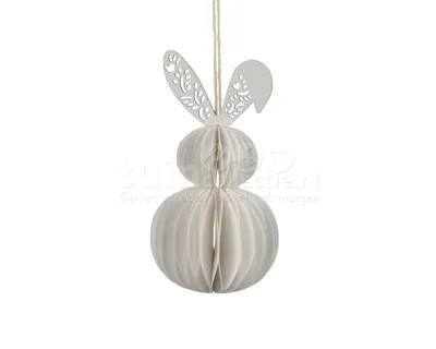 Paasdecoratie Papieren Hanger Konijn Wit 12cm Paasdecoratie Papieren Hanger Konijn Wit 12cm