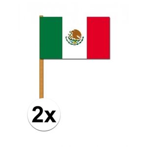 2x stuks Mexico zwaaivlaggetjes   -