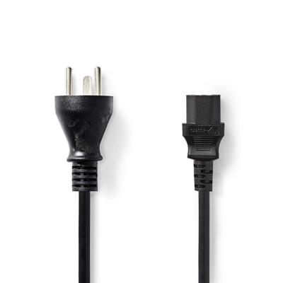 Nedis Stroomkabel | Denemarken Male | IEC-320-C13 | Recht | Recht | Vernikkeld | 2.00 m | Rond | PVC | Zwart | Label - CEGL11400BK20