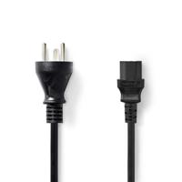Nedis Stroomkabel | Denemarken Male | IEC-320-C13 | Recht | Recht | Vernikkeld | 2.00 m | Rond | PVC | Zwart | Label - CEGL11400BK20