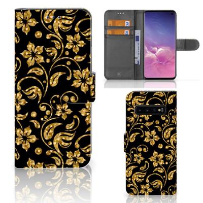 Samsung Galaxy S10 Hoesje Gouden Bloemen Samsung Galaxy S10 Hoesje Gouden Bloemen