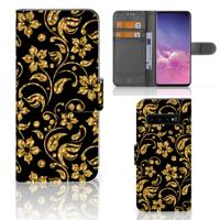 Samsung Galaxy S10 Hoesje Gouden Bloemen