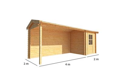 Blokhut met overkapping Fenna 600 cm bij 200 cm diep Zadeldak - Warentuin collection