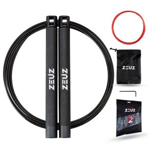 ZEUZ® Professioneel Crossfit & Fitness Springtouw – Verstelbaar – Speed Rope – Volwassenen – Zwart