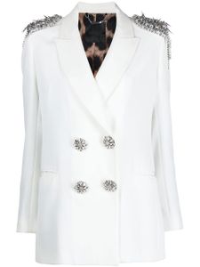 Philipp Plein blazer croisé à ornements en cristal - Blanc