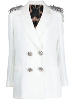 Philipp Plein blazer croisé à ornements en cristal - Blanc - thumbnail