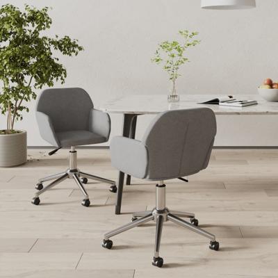 Eetkamerstoelen draaibaar 2 st stof lichtgrijs