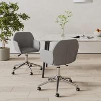 Eetkamerstoelen draaibaar 2 st stof lichtgrijs