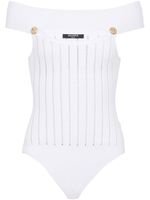 Balmain body en maille à design nervuré - Blanc