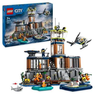 LEGO 60419 City Deep Sea Police Gevangenis, speelgoed met helikopter en boot, 7 minifiguren en hondenfiguur
